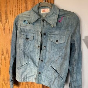 Vintage style Embellished Blue Denim Jacket